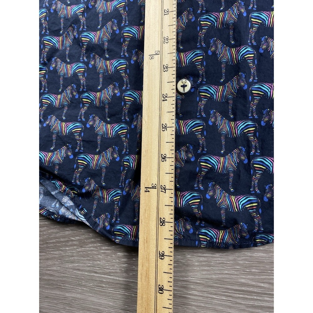 Ganesh Mens Cotton Button Front Shirt Multicolor Zebras Flip Cuffs Small - Picture 7 of 8